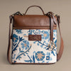 Paisley Paradise Blue Floral Backpack with Brown Leather Detailing | Handwoven Everyday Travel Bag