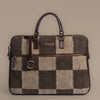 Checkers Grid - Messenger Brown Bag with Leather Handle