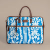 Chikankari Laptop Bag | Blue handwoven design with vertical floral embroidery for everyday elegance