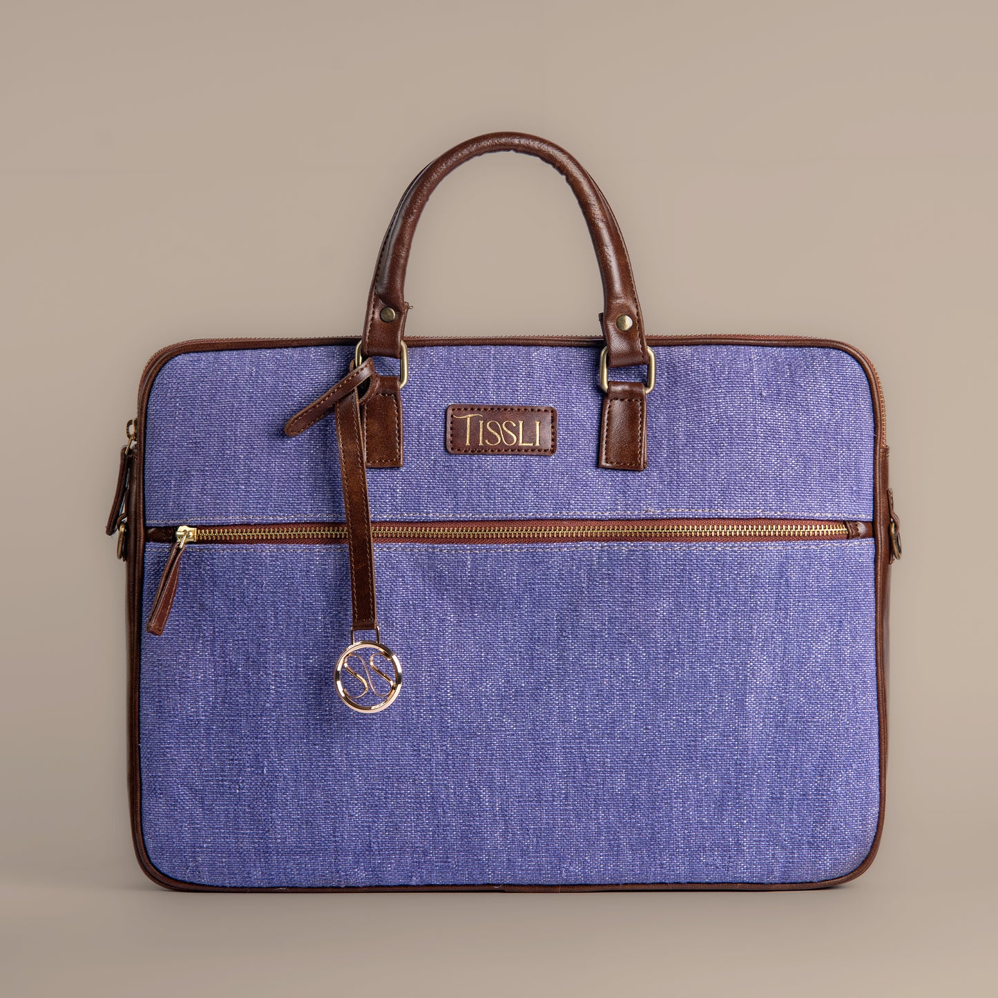 Indigo Dreams Handwoven Laptop Bag with Leather Handles | Stylish and Durable Office Bag for Professionals