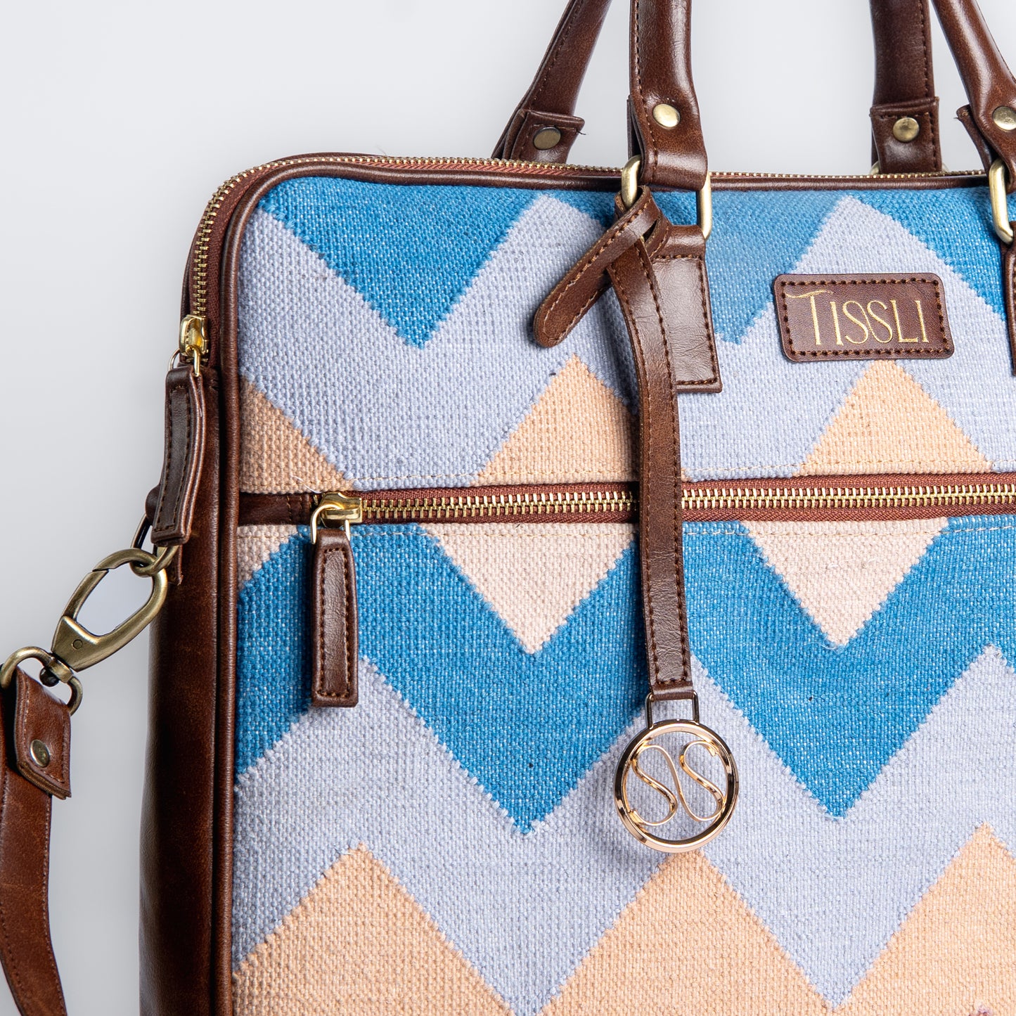 Dream Weaver Laptop Bag | Handwoven Pastel Zigzag Pattern Bag for Work, Travel & Everyday Style