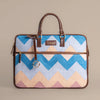 Sky Meets Sea - Handwoven Pastel Zigzag Pattern Laptop Bag