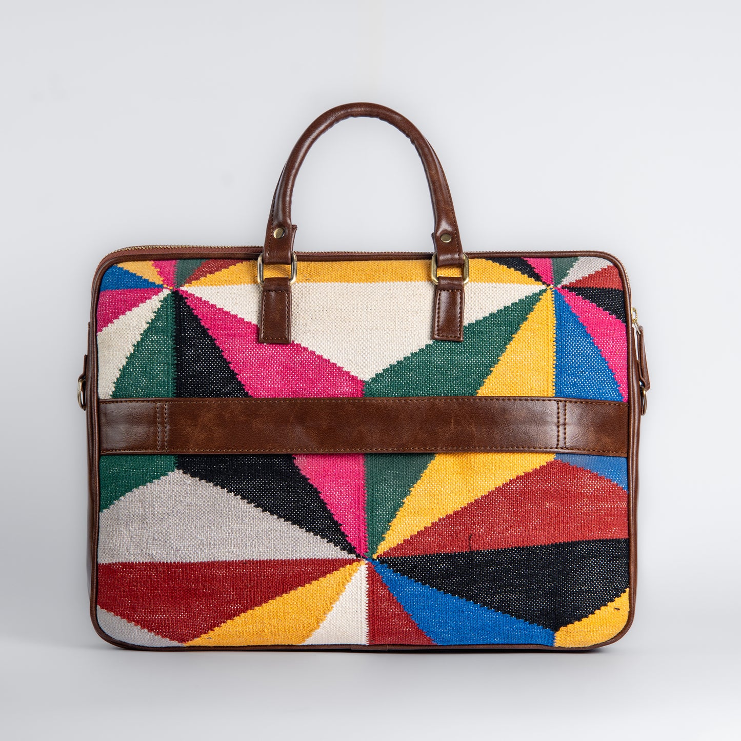 Mosaic Handwoven Laptop Bag | Bold Multicolor Geometric Pattern Crafted with Indian Artistry