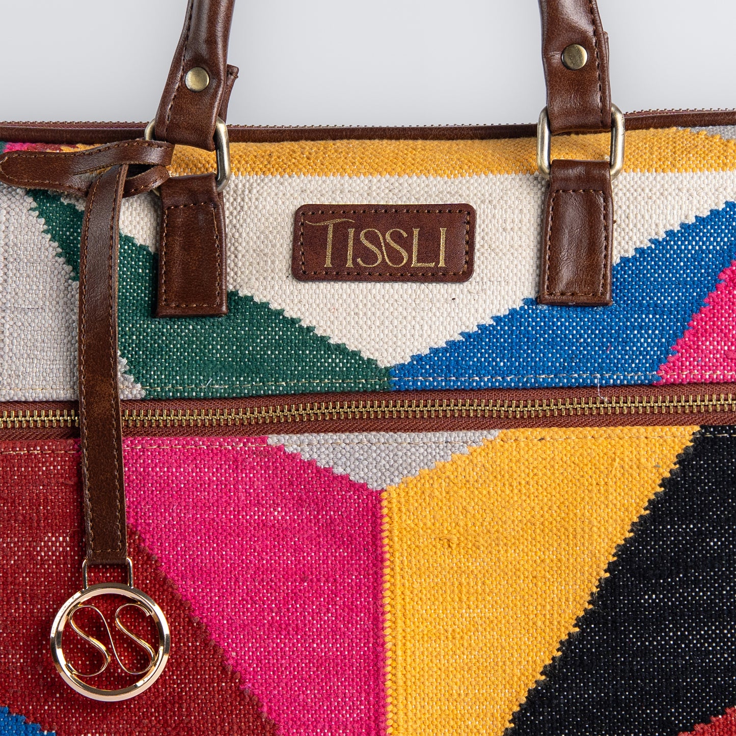 Mosaic Handwoven Laptop Bag | Bold Multicolor Geometric Pattern Crafted with Indian Artistry