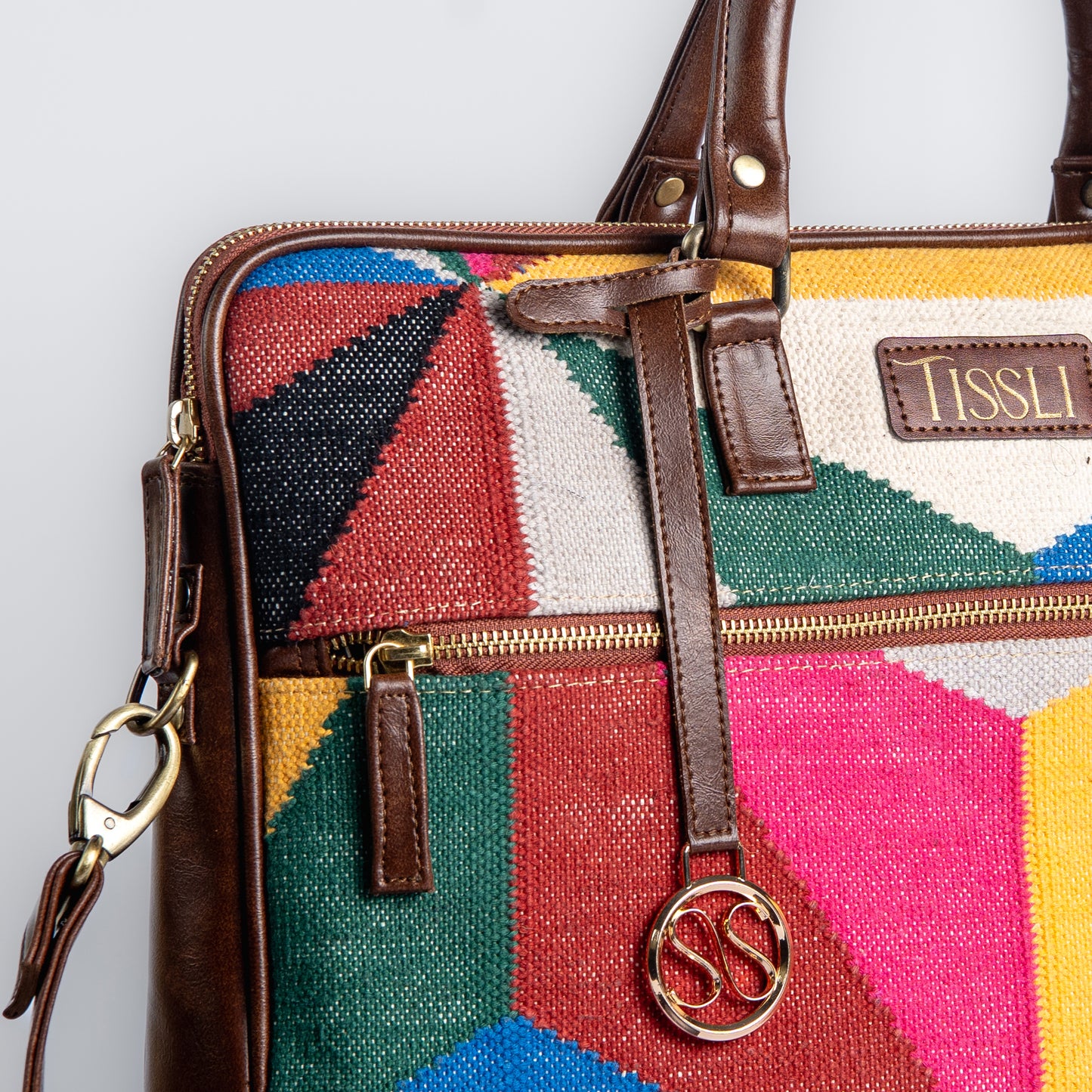 Mosaic Handwoven Laptop Bag | Bold Multicolor Geometric Pattern Crafted with Indian Artistry