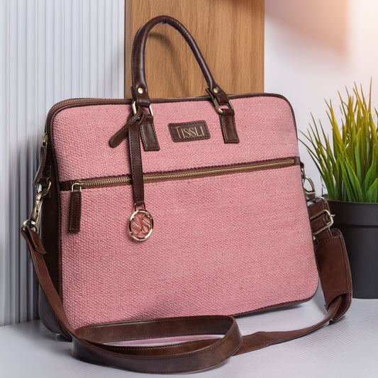 Handwoven Roseate Canvas Office Laptop Bag | Functional, Fashionable, and Eco-Conscious
