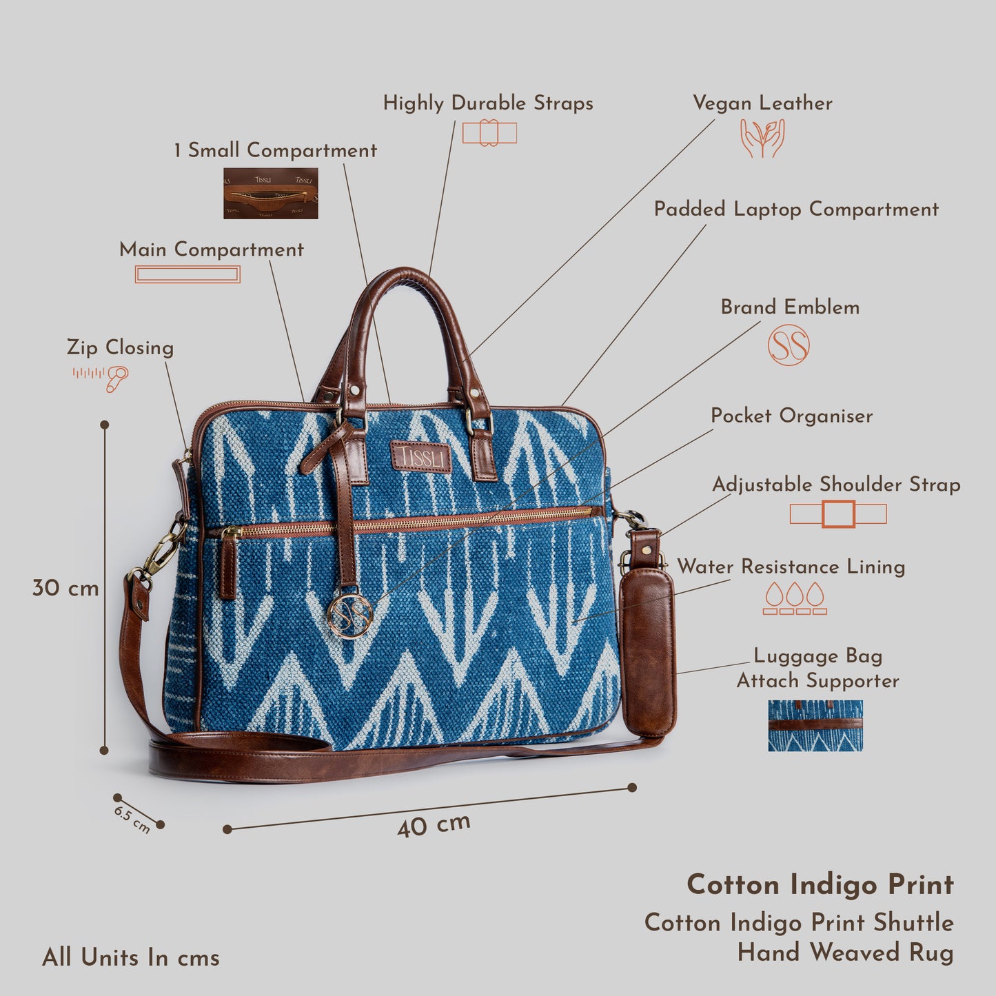 Indigo Chevron Laptop Bag