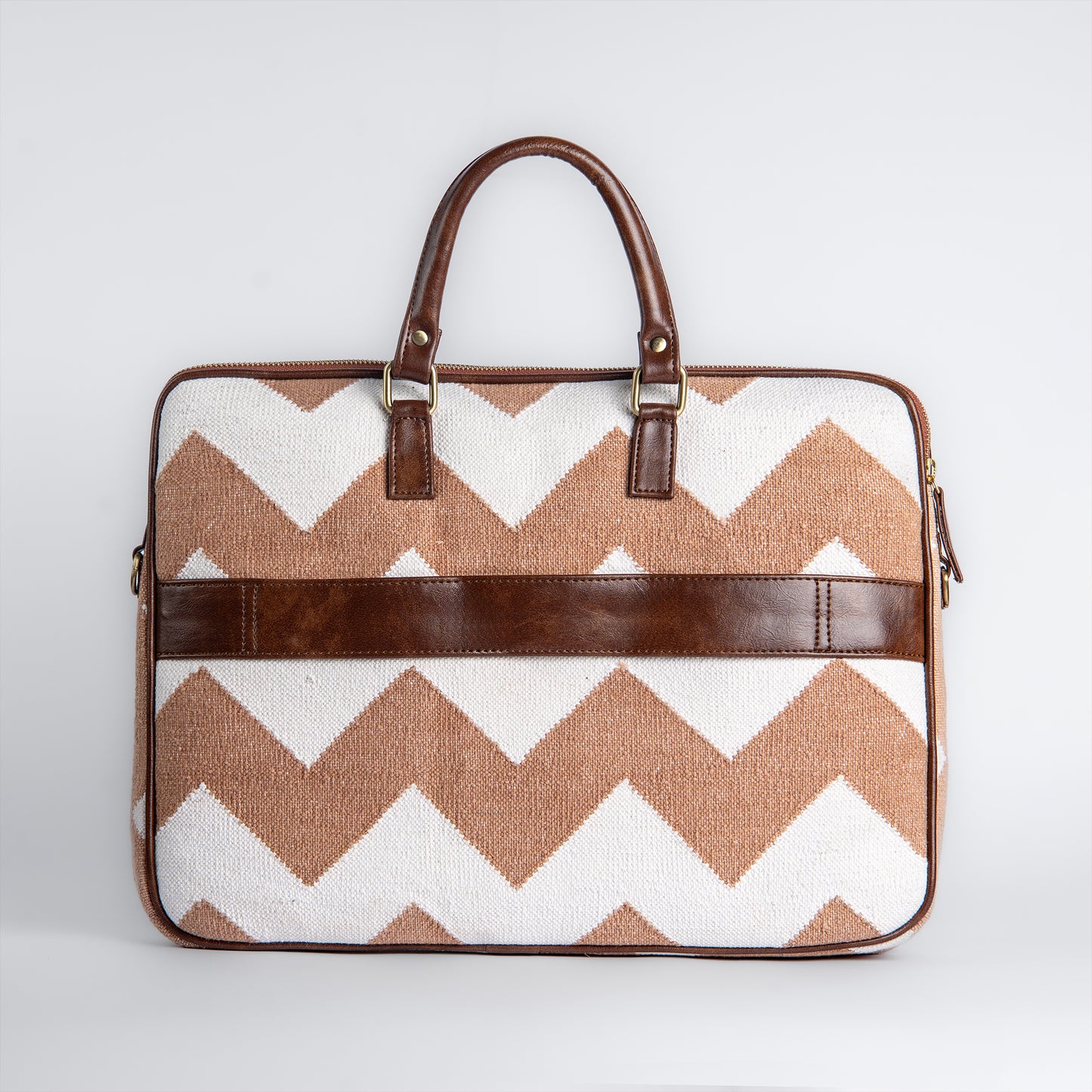 Desert Dunes Laptop Bag | Handwoven tan and white chevron pattern for work and everyday use