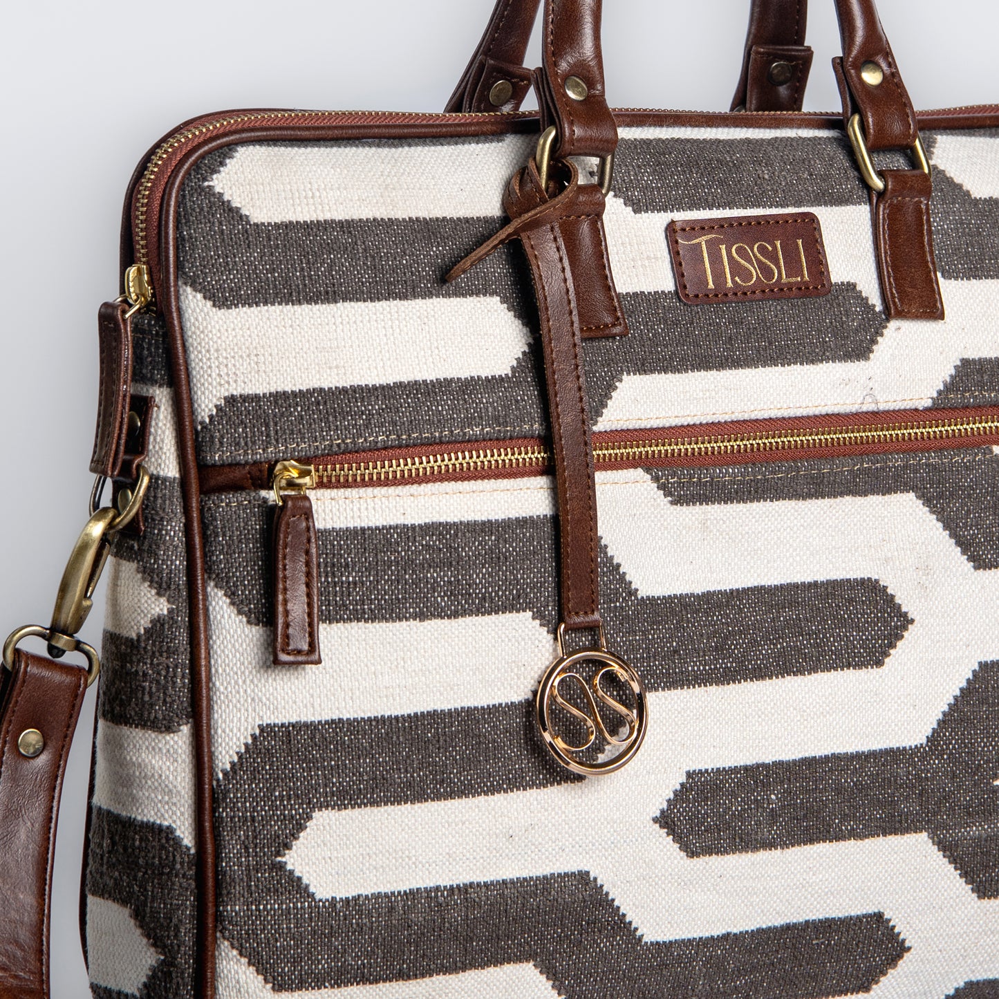 Shadow Maze Laptop Bag | Minimal monochrome weave designed for work, travel, and beyond