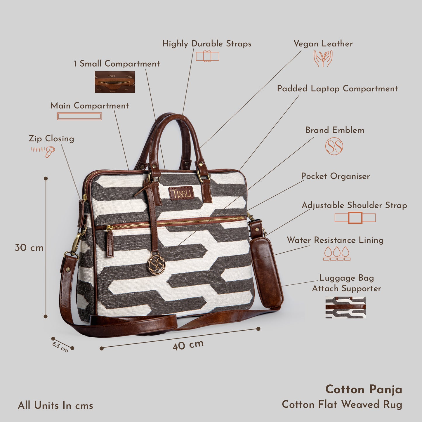 Shadow Maze Laptop Bag | Minimal monochrome weave designed for work, travel, and beyond