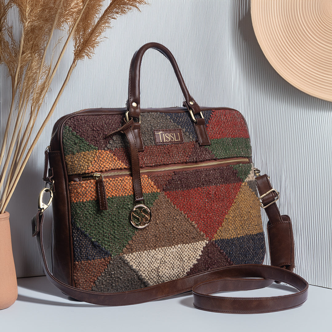 Geometric Gem Laptop Bag | Handwoven multicolor pattern that adds craft and color to your workday