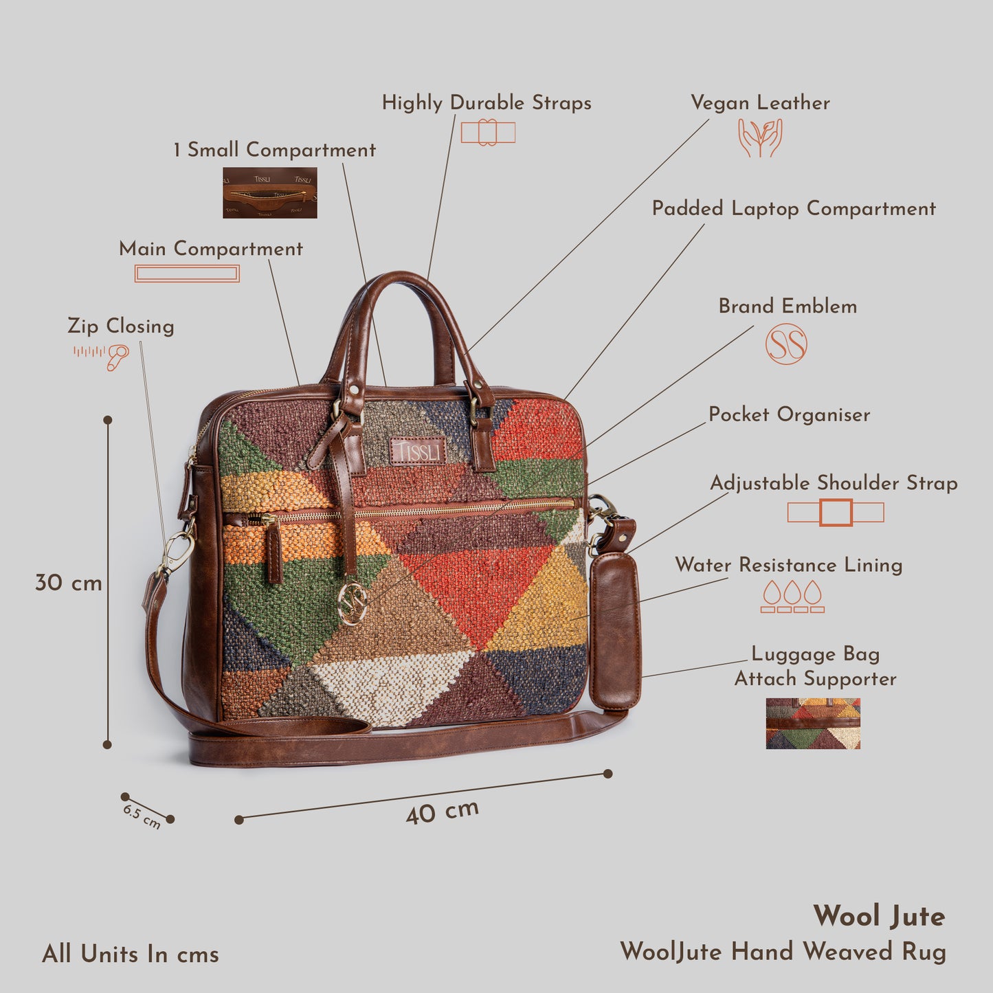 Geometric Gem Laptop Bag | Handwoven multicolor pattern that adds craft and color to your workday