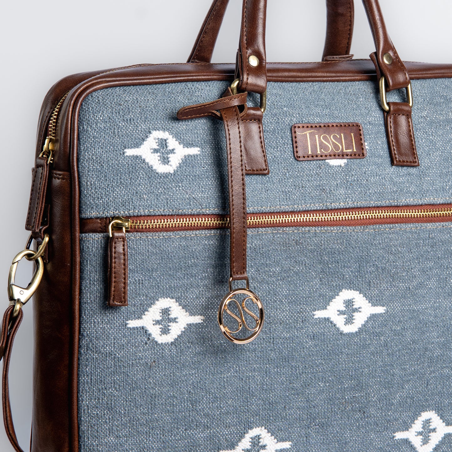 Skylight Serenity Laptop Bag | Handwoven blue design that brings calm and class to your workdays