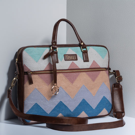 Dream Weaver Laptop Bag | Soft pastel handwoven bag made for light, everyday elegance