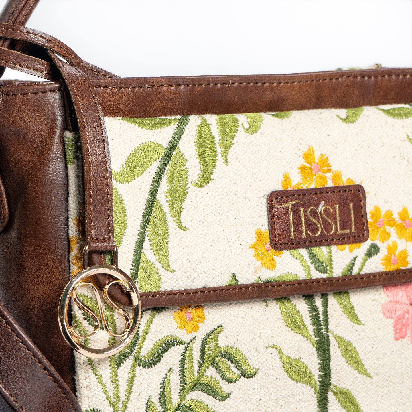 Elegant Gulzar Floral Cross Body Bag | Handcrafted with Subtle Embroidery and Leather Finish