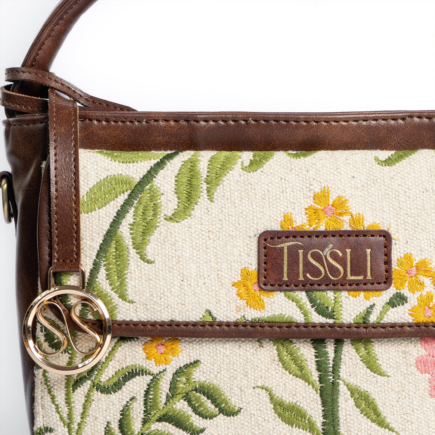Elegant Gulzar Floral Cross Body Bag | Handcrafted with Subtle Embroidery and Leather Finish