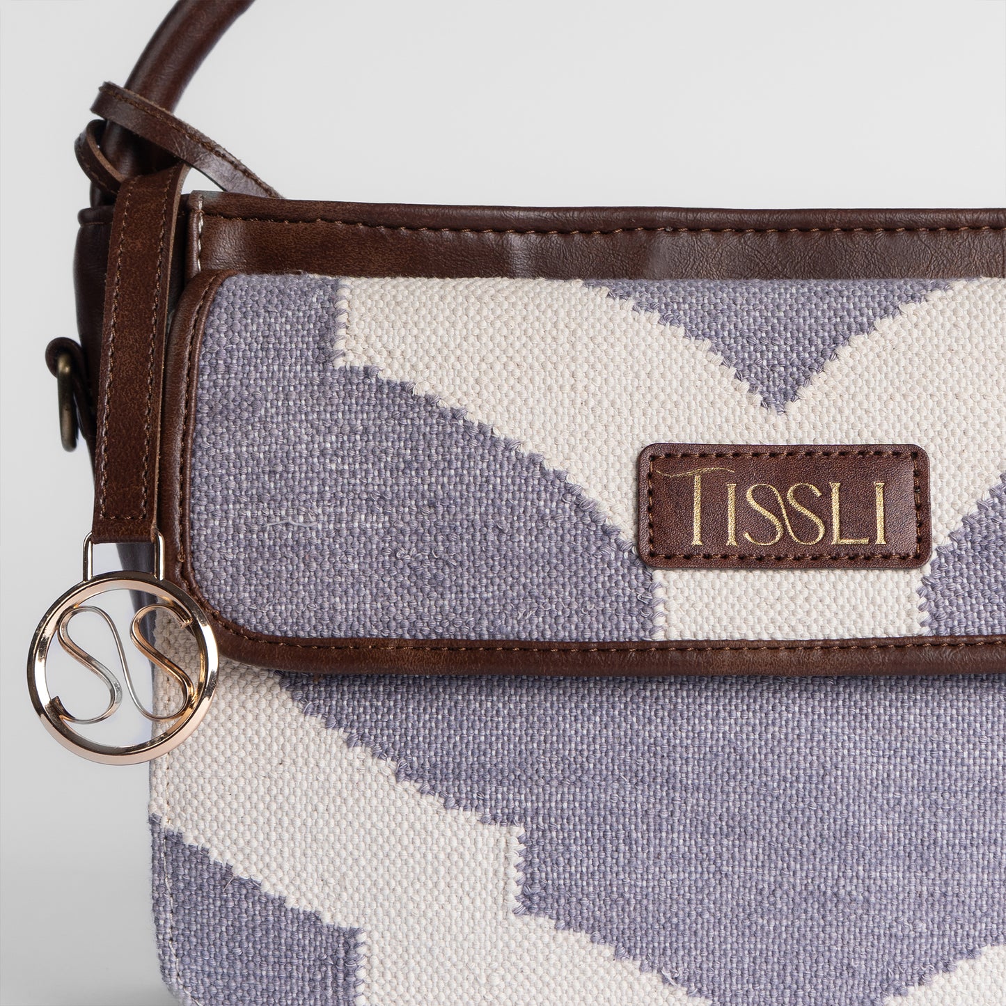 Handwoven Rajasthani Trellis Cross Body Bag with Brown Leather Detailing | Perfect Everyday Sling for Women