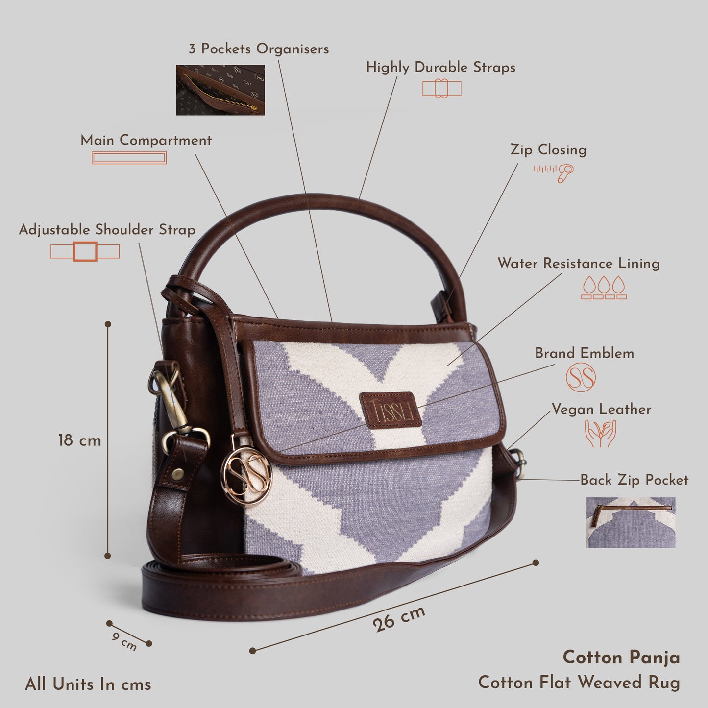 Handwoven Rajasthani Trellis Cross Body Bag with Brown Leather Detailing | Perfect Everyday Sling for Women
