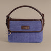 Indigo Dreams Hand Bag with Dark Brown Leather Trim | Handwoven Compact Shoulder Bag