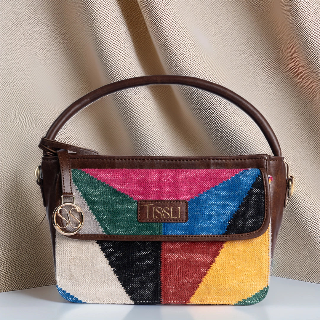 Mosaic Shoulder Bag | Handwoven multicolor geometric design that adds art and energy to your look
