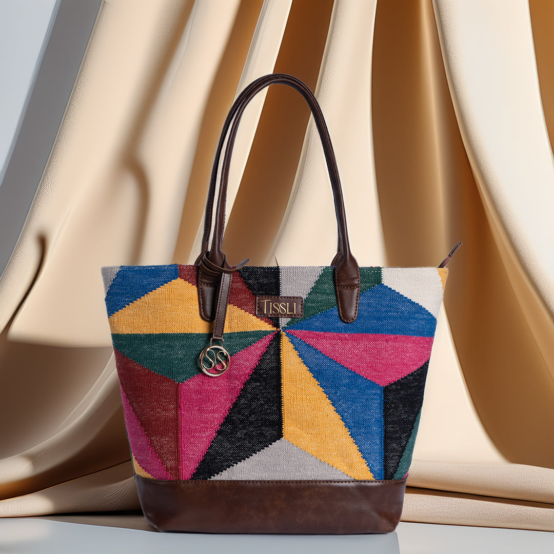 Mosaic Tote Bag | Handwoven multicolor geometric pattern that brings vibrance to your everyday look