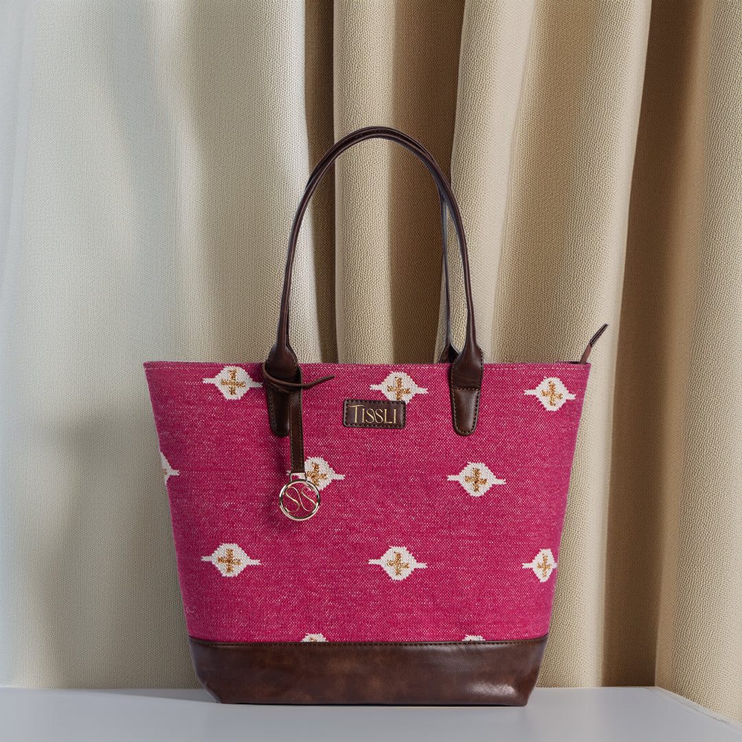 Fuchsia Fiesta Tote Bag | Handwoven bright pink design that adds a pop of color to your everyday style