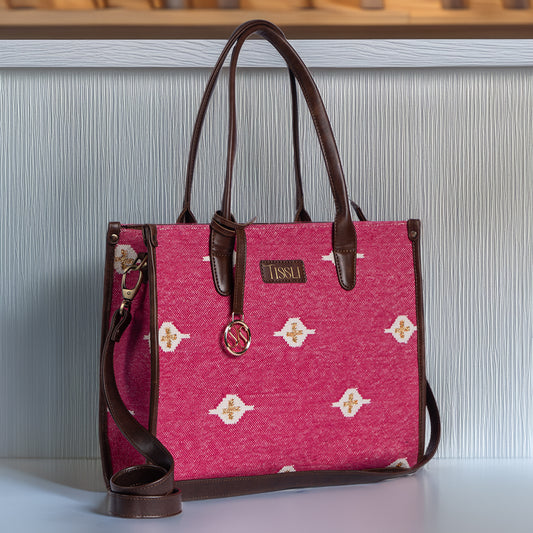 Fuchsia Grace Tote Bag | Handwoven textured design that adds color and confidence to your look