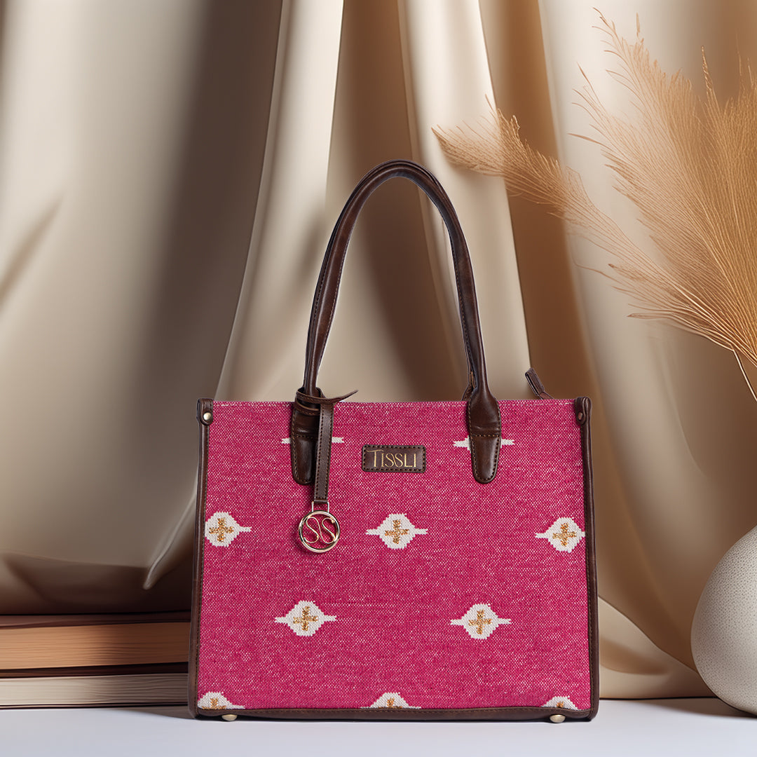 Fuchsia Grace Tote Bag | Handwoven textured design that adds color and confidence to your look