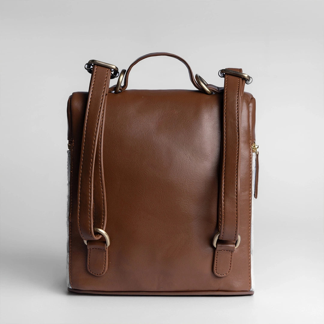 Gemstone Mosaic Multi-Tone Cross Body Bag with Tan Leather Detailing | Handcrafted Everyday Sling Bag