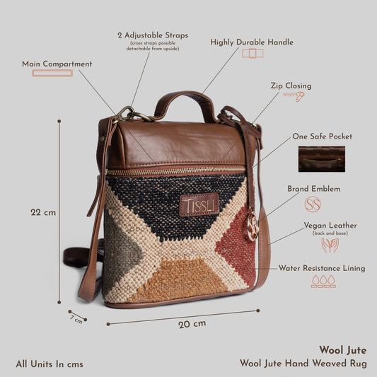Gemstone Mosaic Multi-Tone Cross Body Bag with Tan Leather Detailing | Handcrafted Everyday Sling Bag