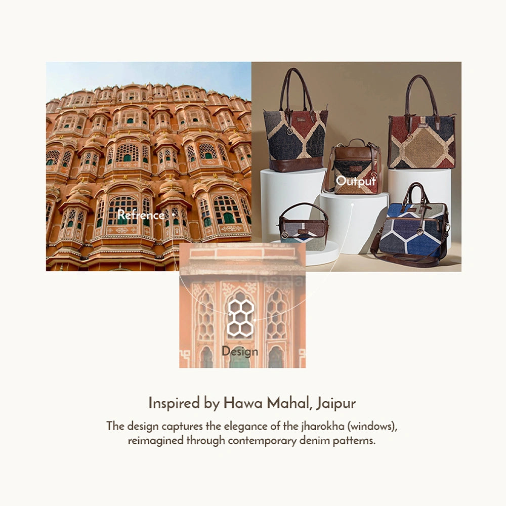 Gemstone Mosaic Multi-Tone Cross Body Bag with Tan Leather Detailing | Handcrafted Everyday Sling Bag