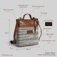 Handcrafted Stripe Backpack | Textured Weave with Premium Leather Finish and Adjustable Strap