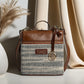 Handcrafted Stripe Backpack | Textured Weave with Premium Leather Finish and Adjustable Strap