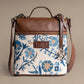 Paisley Paradise Blue Floral Backpack with Brown Leather Detailing | Handwoven Everyday Travel Bag