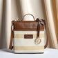 Desert Drift Beige Stripe Cross Body Bag with Tan Leather Finish | Handwoven Everyday Sling Bag