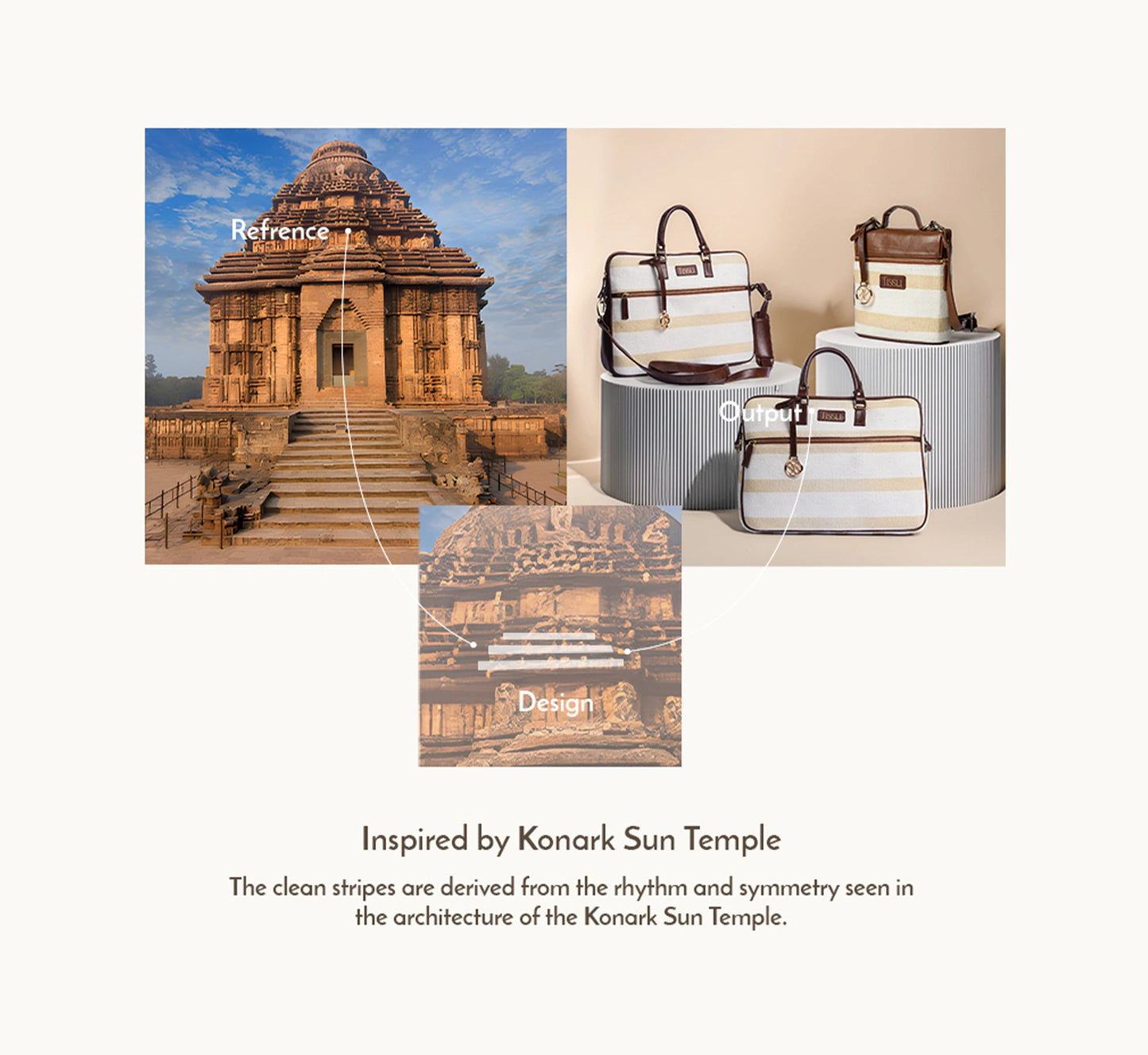 Desert Drift Beige Stripe Cross Body Bag with Tan Leather Finish | Handwoven Everyday Sling Bag