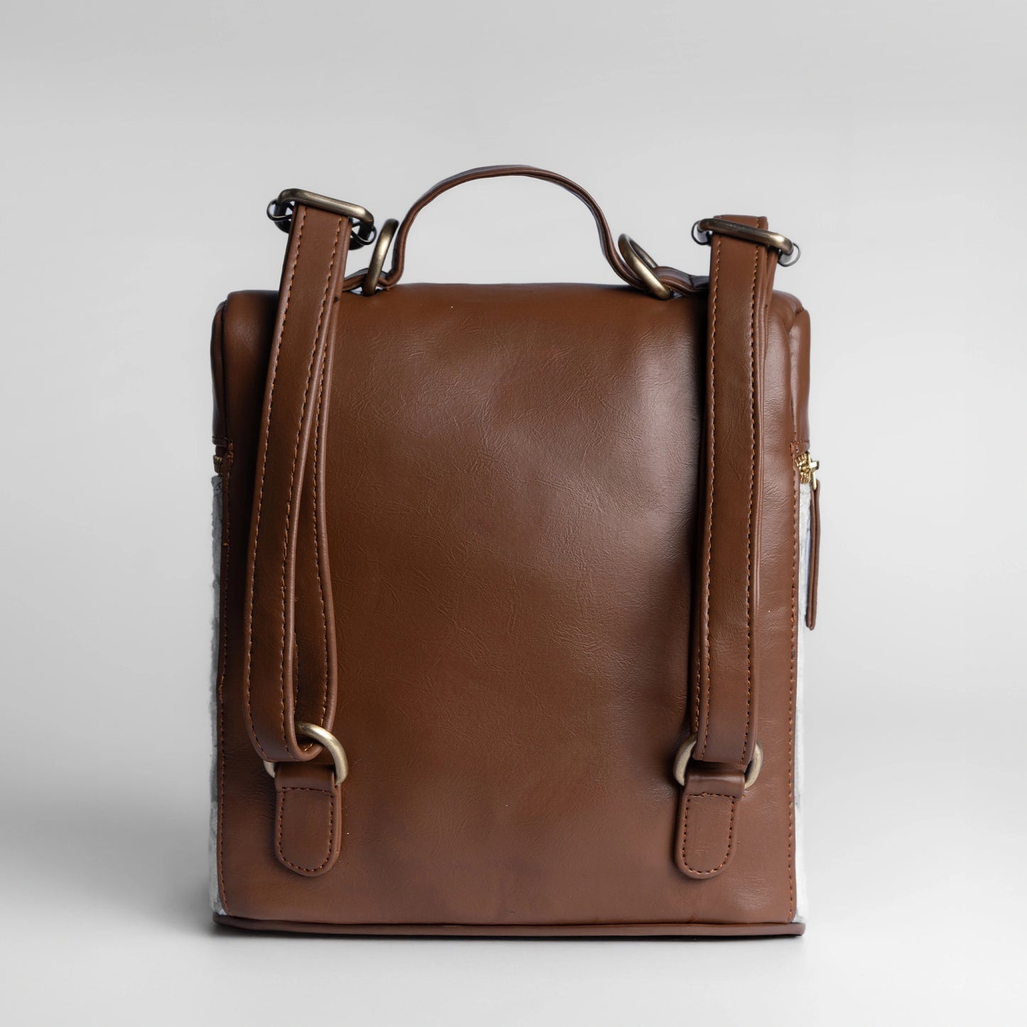 Roseate Canvas Backpack | Handwoven pink design with tan leather detailing for modern charm