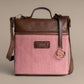 Roseate Canvas Backpack | Handwoven pink design with tan leather detailing for modern charm