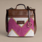 Fuchsia Fusion Chevron Cross Body Bag with Tan Leather Detailing | Handcrafted Statement Sling Bag