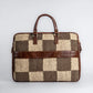 Checkers Grid - Messenger Brown Bag with Leather Handle