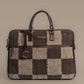 Checkers Grid - Messenger Brown Bag with Leather Handle