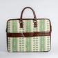 Paisley Motif Green Pattern Laptop Bag with Brown Leather Handles | Handwoven Work & Office Bag