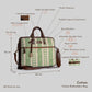 Paisley Motif Green Pattern Laptop Bag with Brown Leather Handles | Handwoven Work & Office Bag