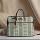 Paisley Motif Green Pattern Laptop Bag with Brown Leather Handles | Handwoven Work & Office Bag