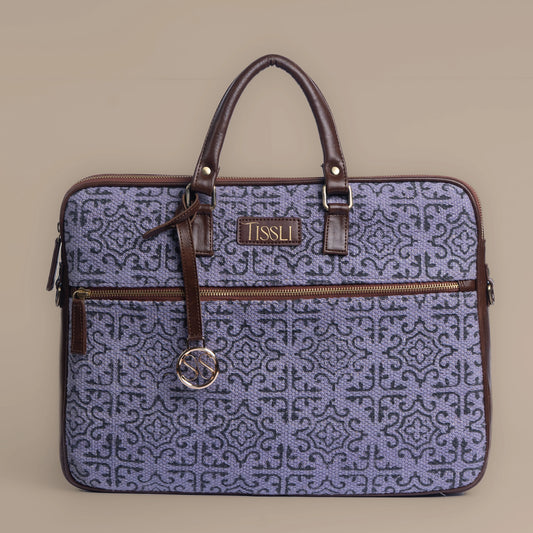 Mandala Art Print - Classic Detailing Leather Base Laptop Bag