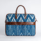 Indigo Chevron - Leather Base Laptop Bag