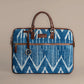 Indigo Chevron - Leather Base Laptop Bag