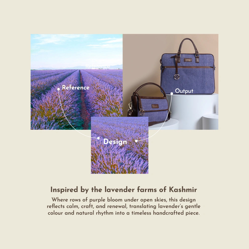 Lavender Dreams - Handwoven Laptop Bags with Leather Base