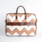 Desert Dunes Beige Chevron Laptop Bag with Brown Leather Handles | Handwoven Office & Travel Bag