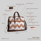 Desert Dunes Beige Chevron Laptop Bag with Brown Leather Handles | Handwoven Office & Travel Bag
